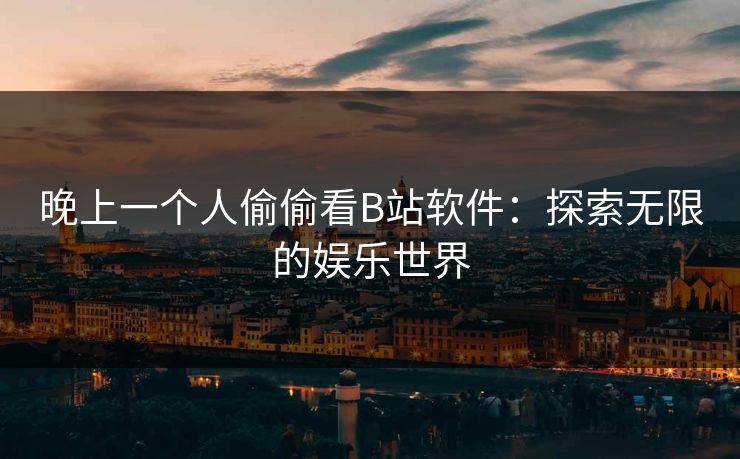 晚上一个人偷偷看B站软件：探索无限的娱乐世界